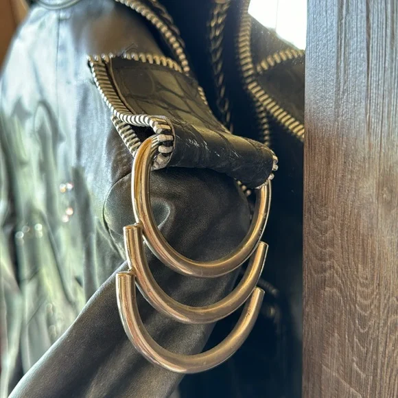 One of a kind 3/4 length leather biker jacket